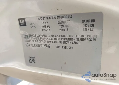 2011 Buick Lucerne Cxl from USA, damaged, VIN 1G4HC5EM8BU128819